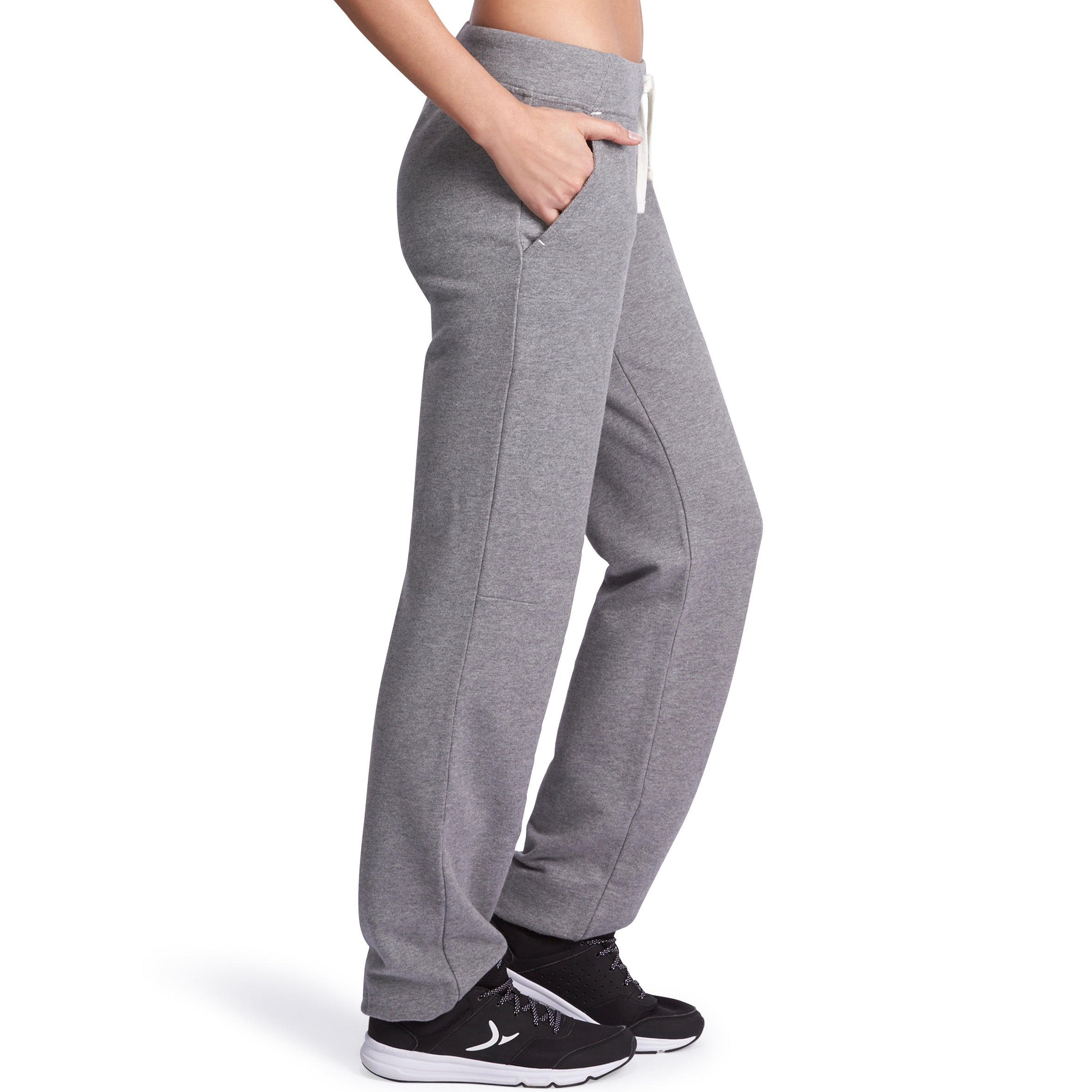 500 Women's Regular-Fit Gym Stretching Bottoms - Light Mottled Grey 3/11