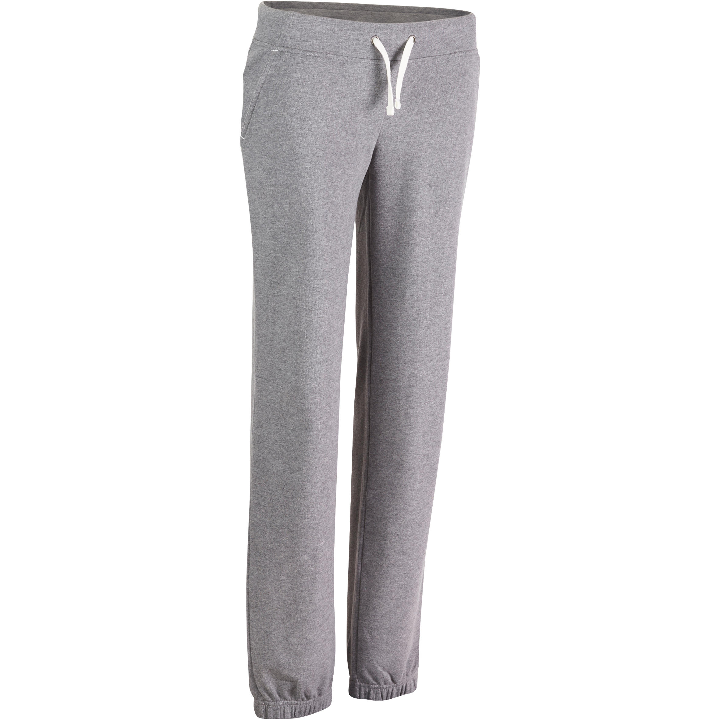 500 Women's Regular-Fit Gym Stretching Bottoms - Light Mottled Grey 1/11