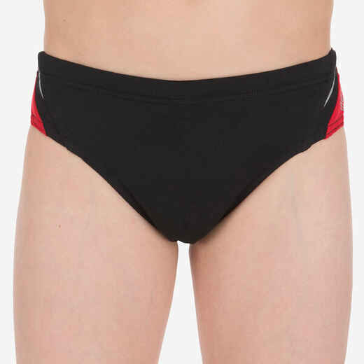 
      Badehose Slip Jungen - 900 Yoke schwarz/rot 
  