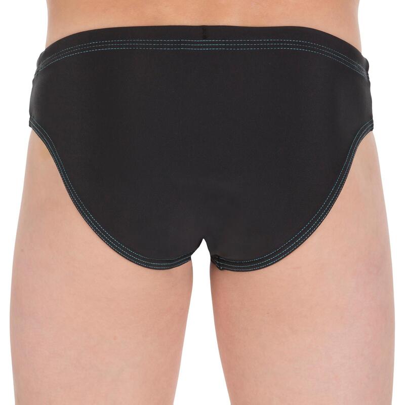 Badehose Slip 100 Basic Kinder Jungen schwarz