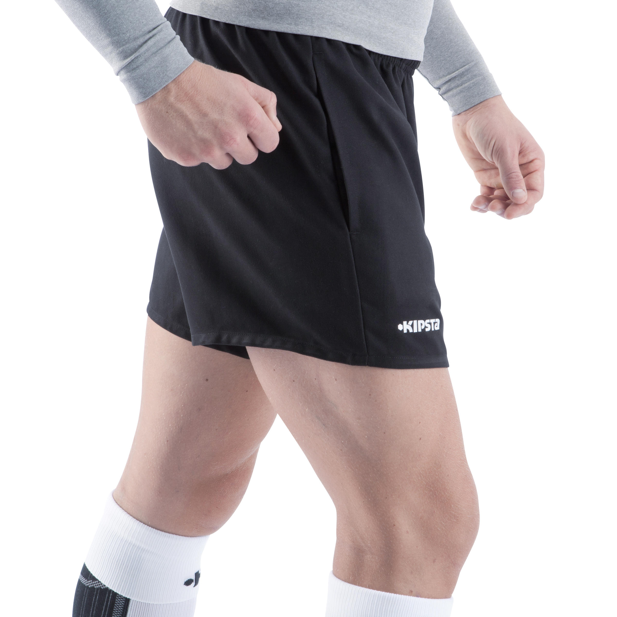 Short rugby adulto con bolsillos R100 negro  21/31