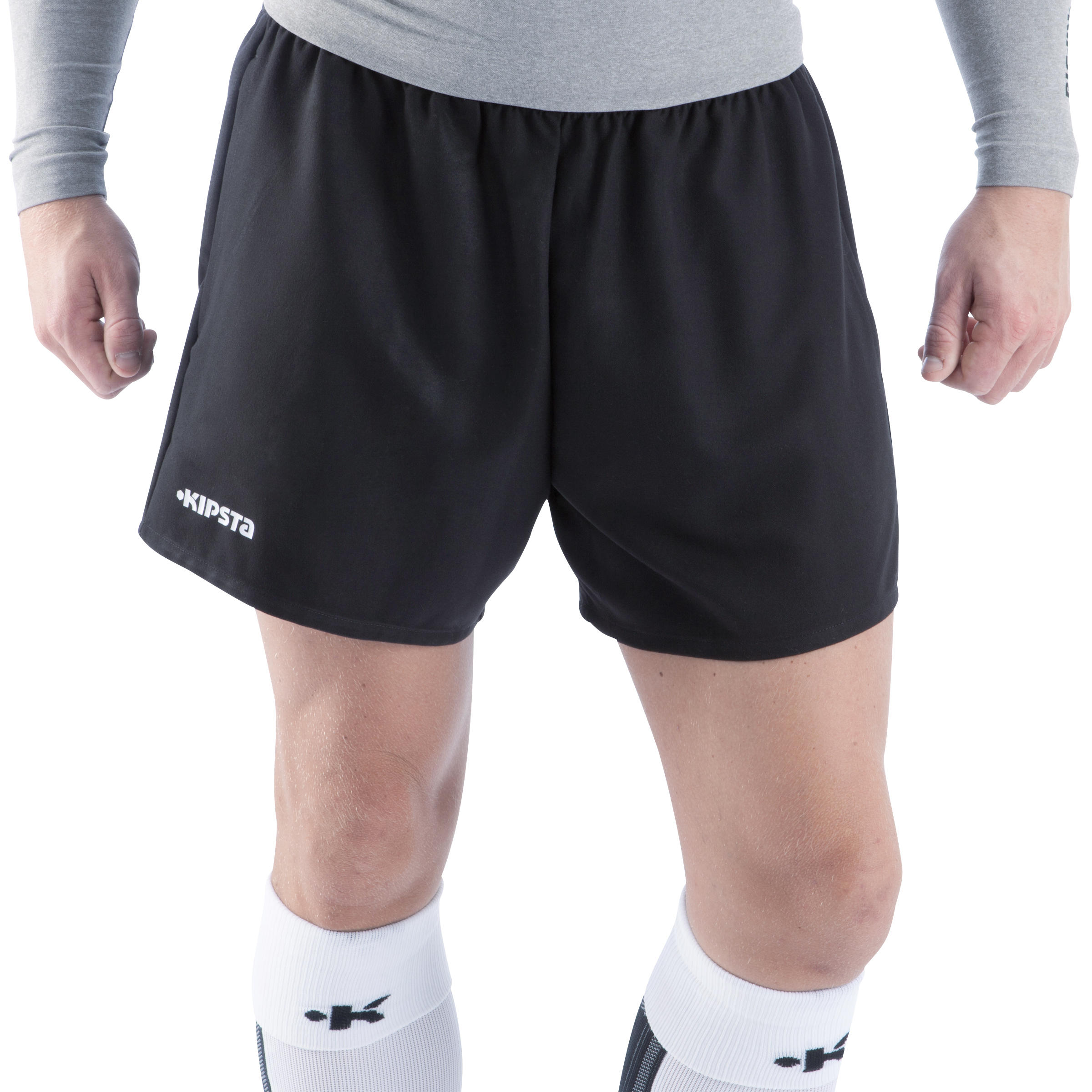 Short rugby adulto con bolsillos R100 negro  19/31