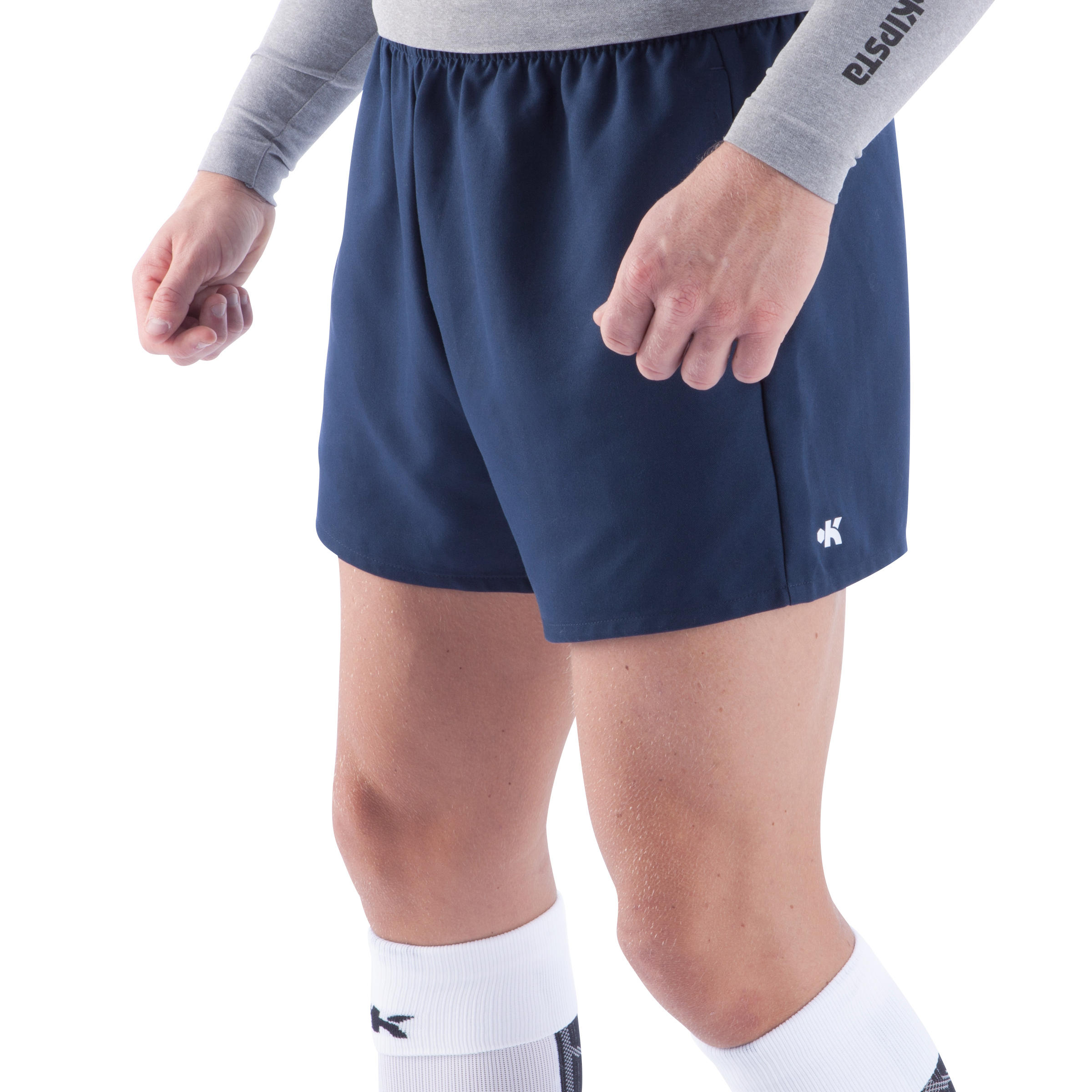Short de rugby con bolsillos azul para adulto R100 25/31