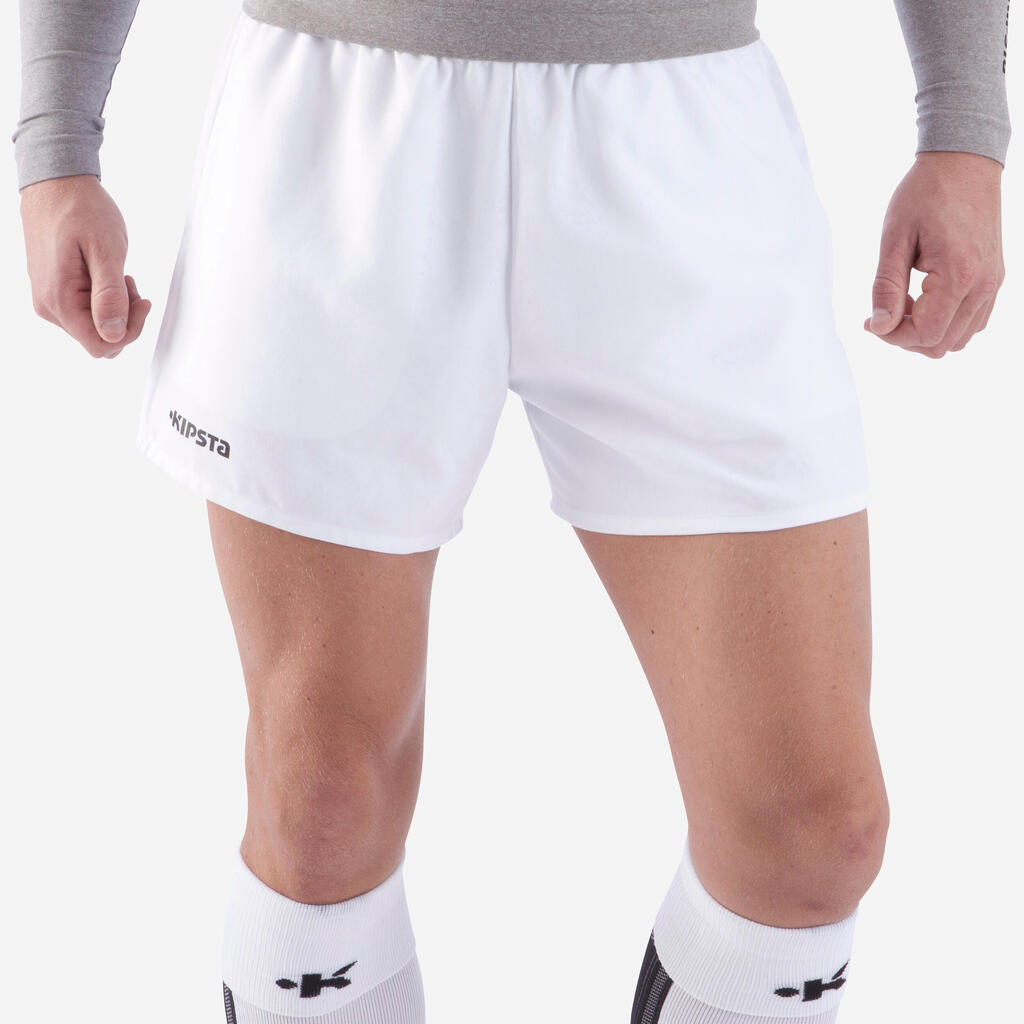 Short rugby adulte avec poches R100 blanc