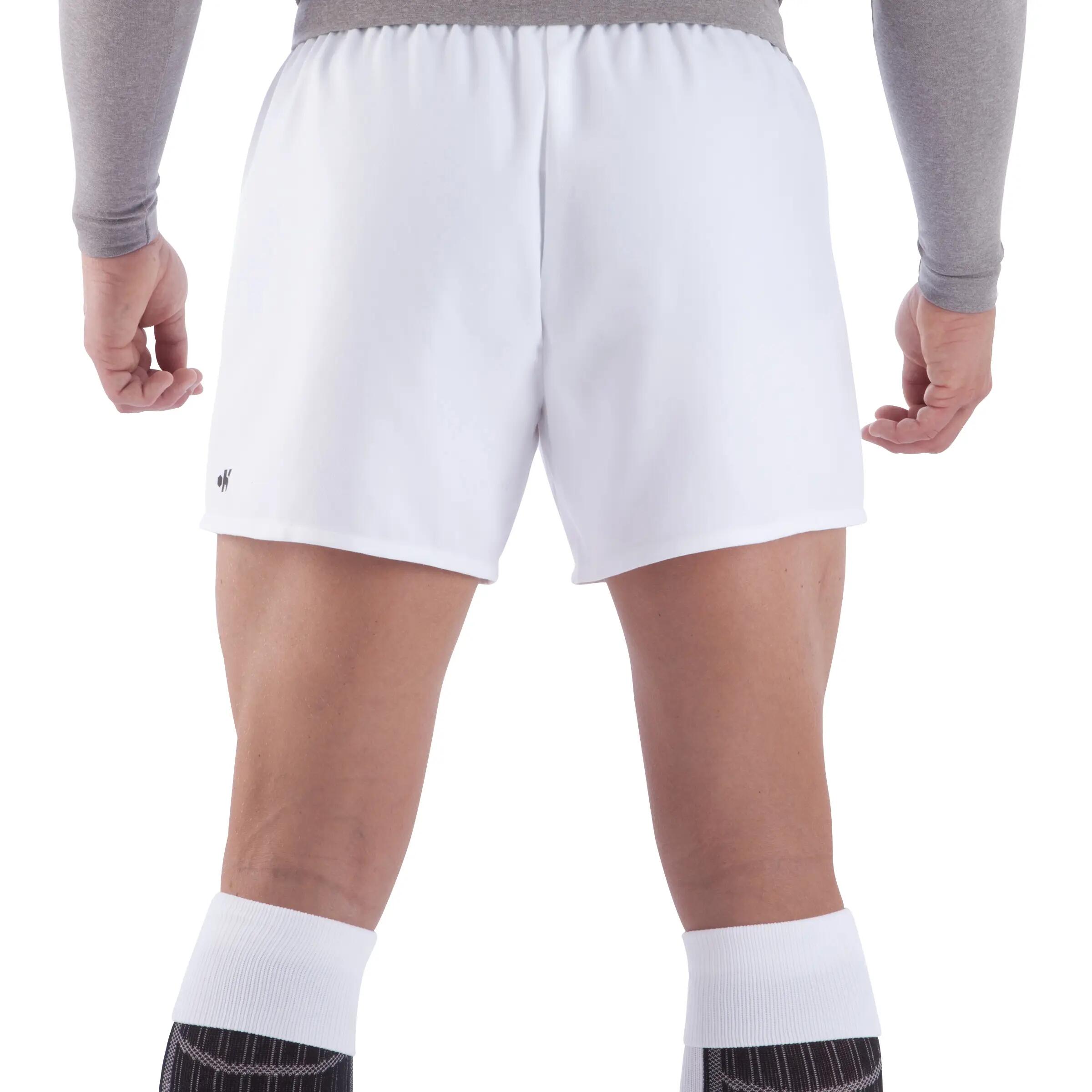 Rugbyshort met zakken voor volwassenen R100 wit 16/25
