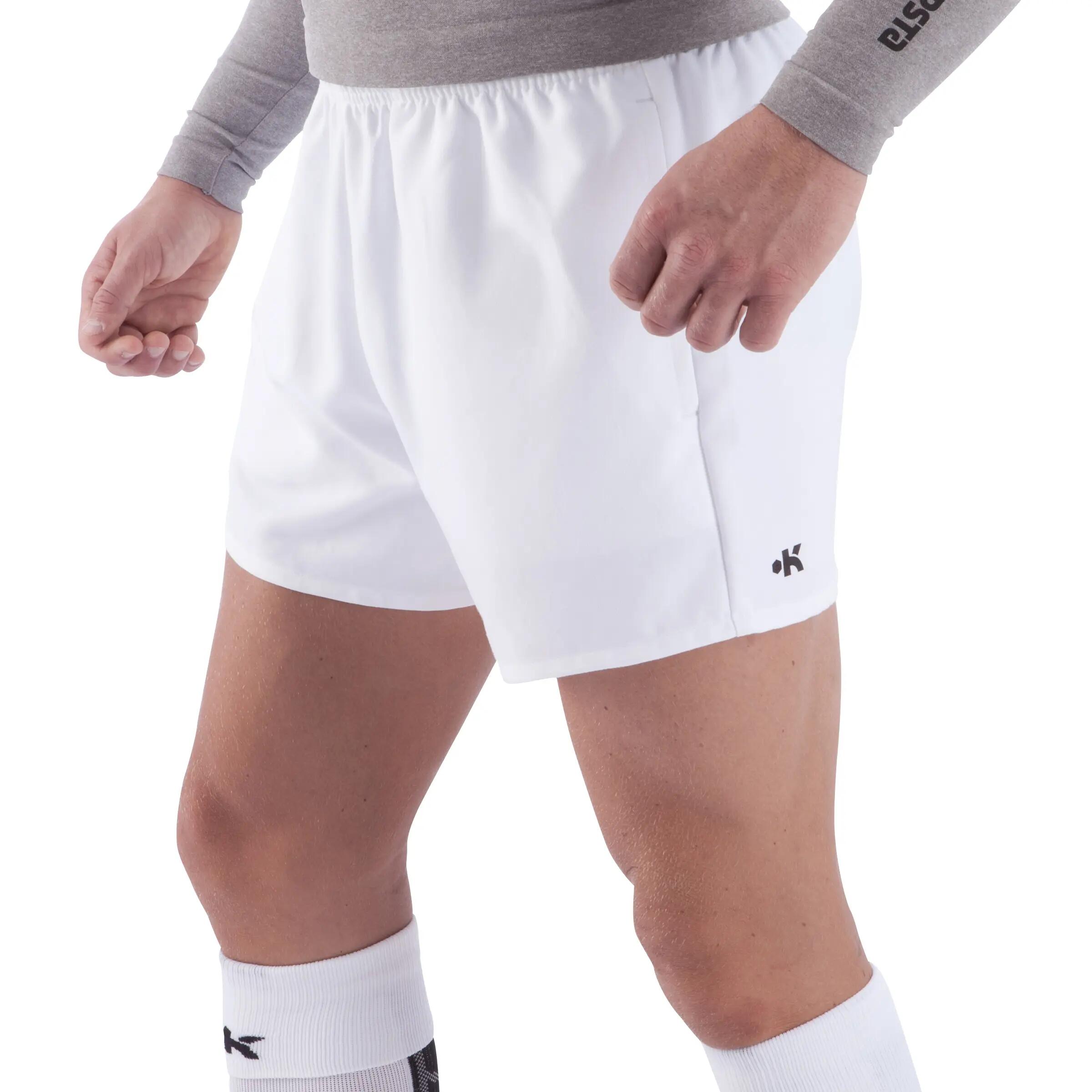 Rugbyshort met zakken voor volwassenen R100 wit 18/25