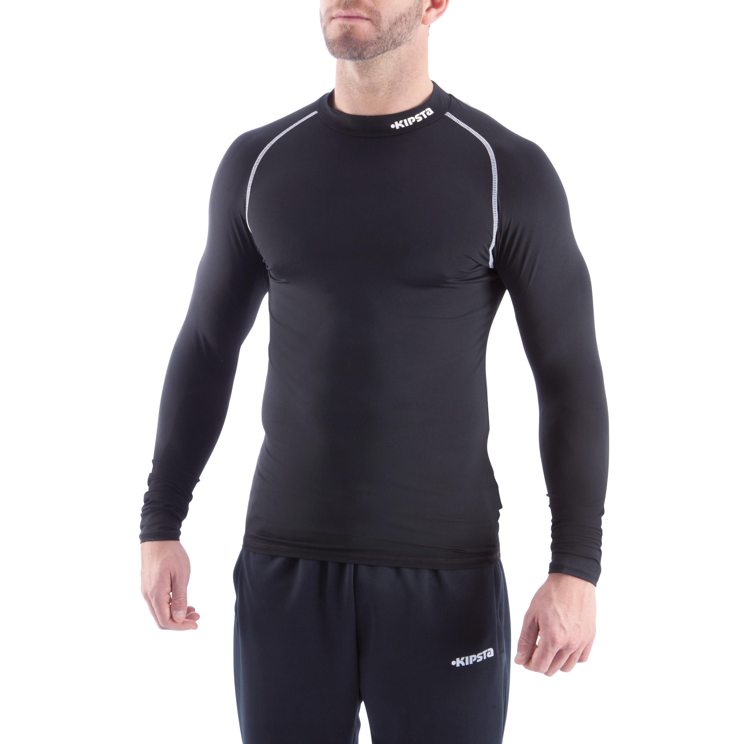 Thermoshirt Keepdry 100 met lange mouwen volwassenen zwart 11/15