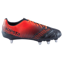 chaussures de rugby terrains gras 8 crampons Density R700 SG noir rouge