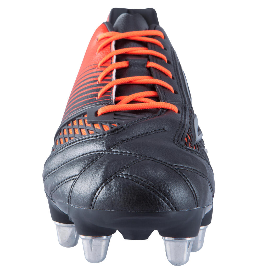 chaussures de rugby terrains gras 8 crampons Density R700 SG noir rouge