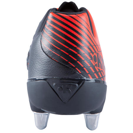 chaussures de rugby terrains gras 8 crampons Density R700 SG noir rouge