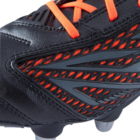 Chaussures de rugby terrain gras 8 crampons Density R100 SG noir - Decathlon