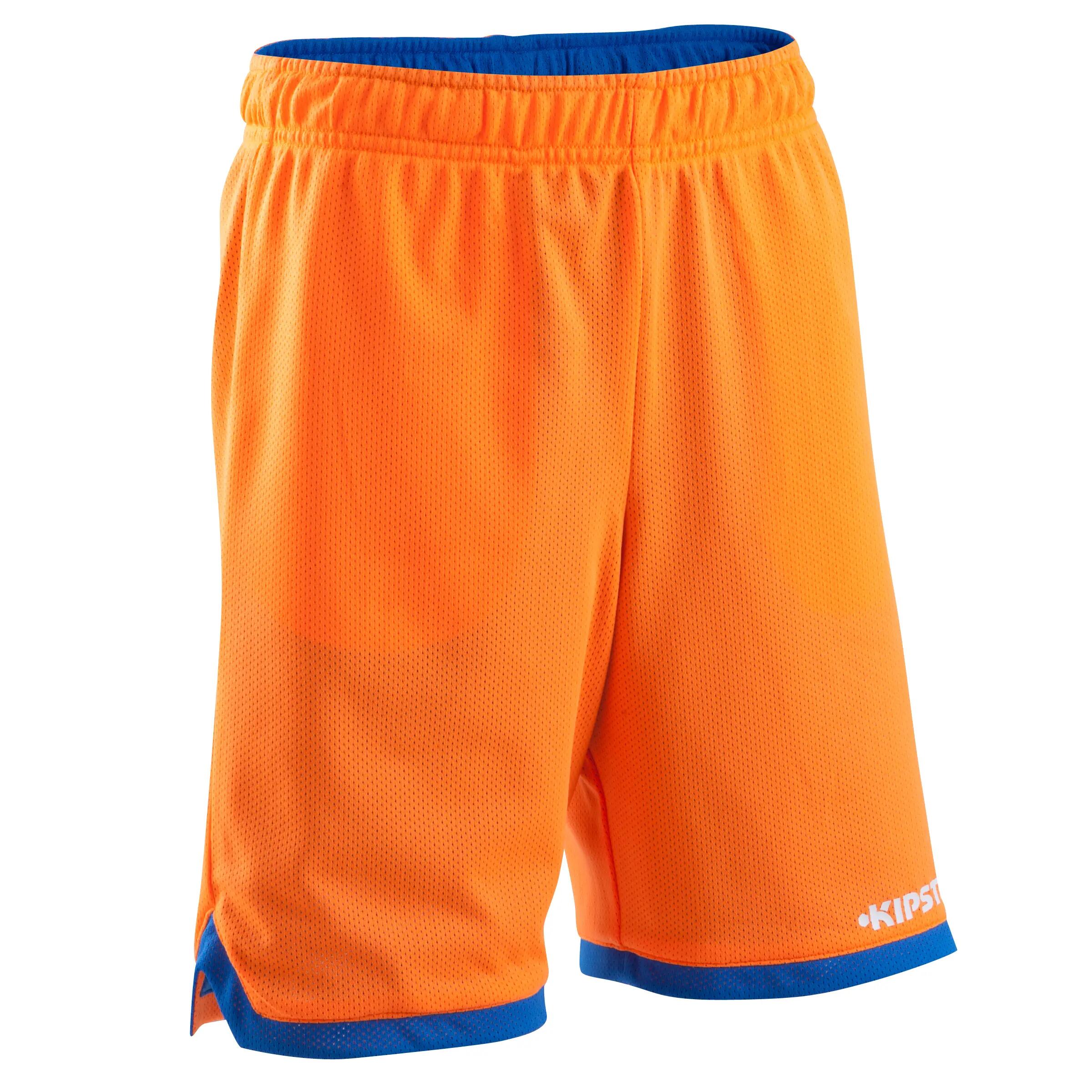 Reversible Kids' Intermediate Basketball Shorts - Blue/Orange 2/2