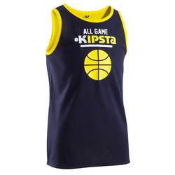 Maillot basketball enfant Réversible navy jaune