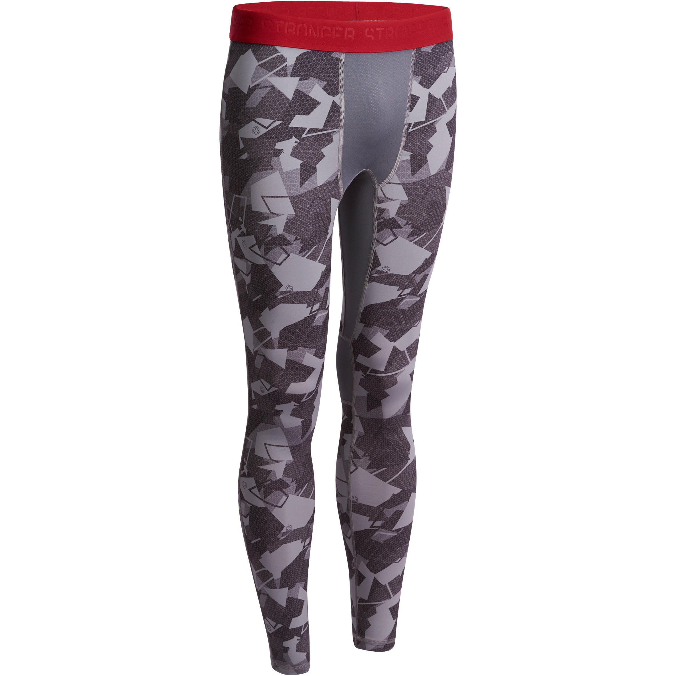 DOMYOS Muscle+ Bodybuilding Leggings - Grey and Red