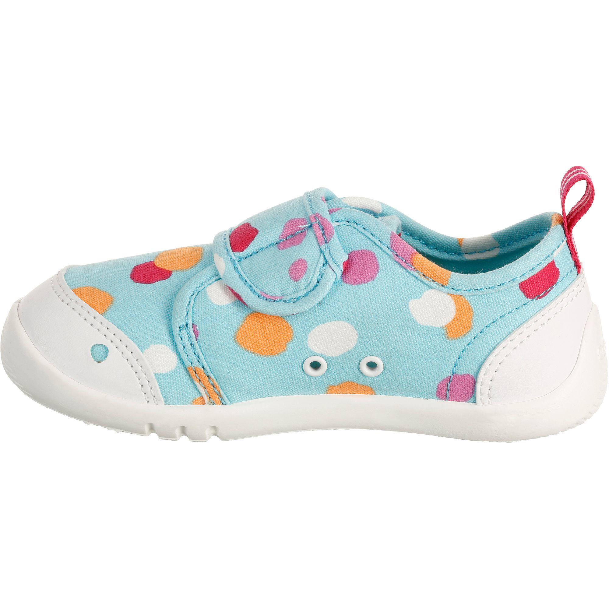 Baby Gym Canvas Shoes - Turquoise Polka Dot 3/23