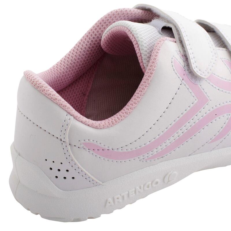 Dětské tenisové boty na suchý zip TS100 bílo-růžové