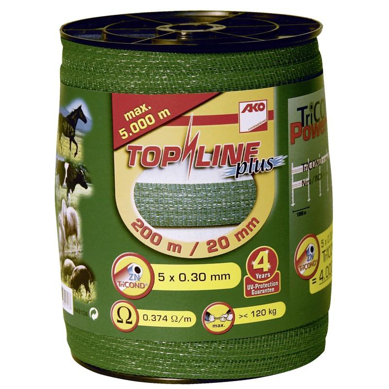 Ruban pour clôture équitation TOP LINE vert - largeur 20 mm X 200 m