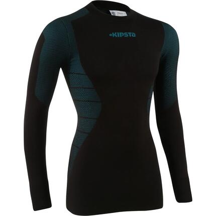 Sous maillot respirant manches longues adulte Keepdry 500 noir bleu