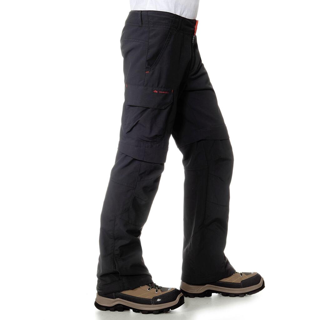 Kids’ Modular Hiking Trousers MH500 Aged 7-15 Black