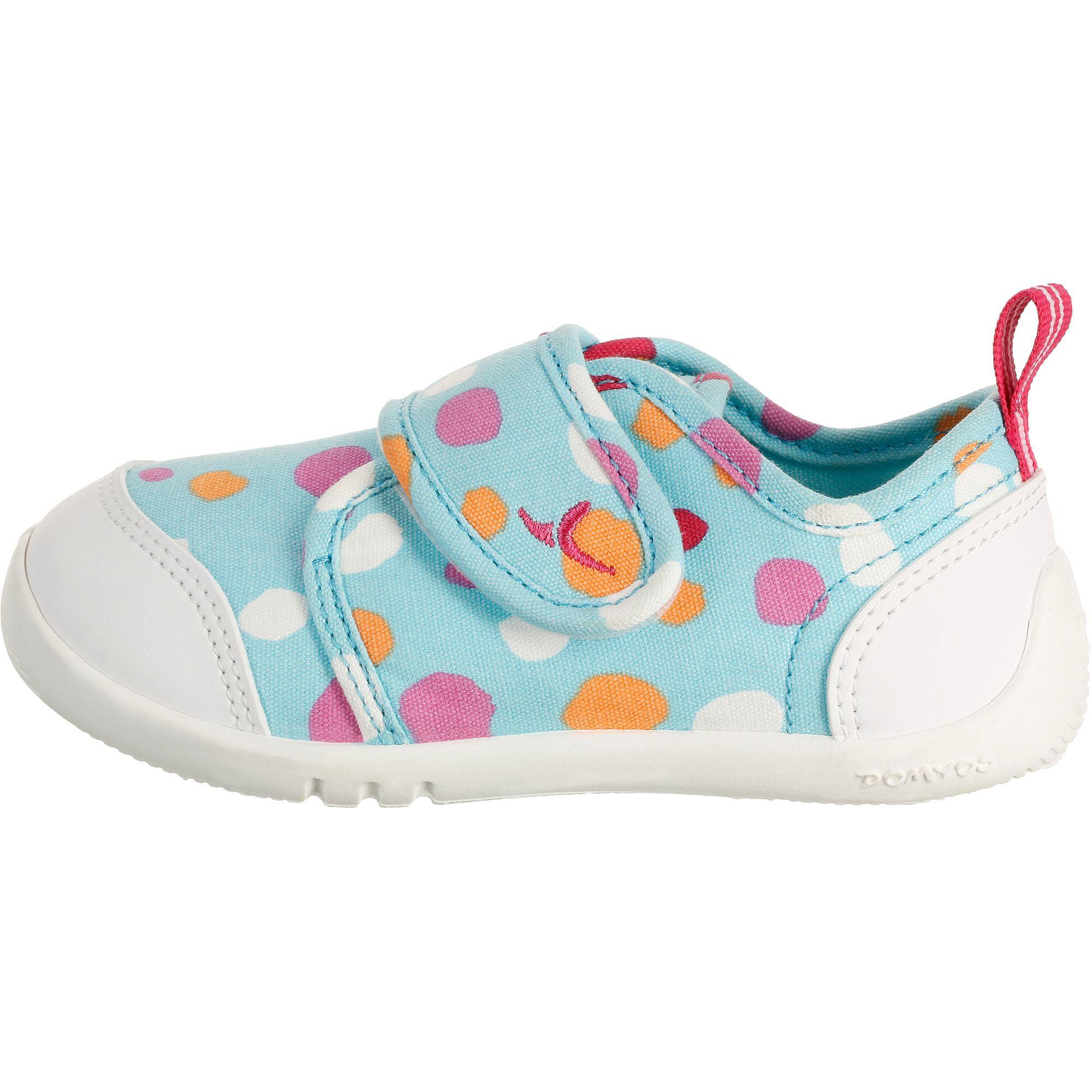 Baby Gym Canvas Shoes - Turquoise Polka Dot 7/23