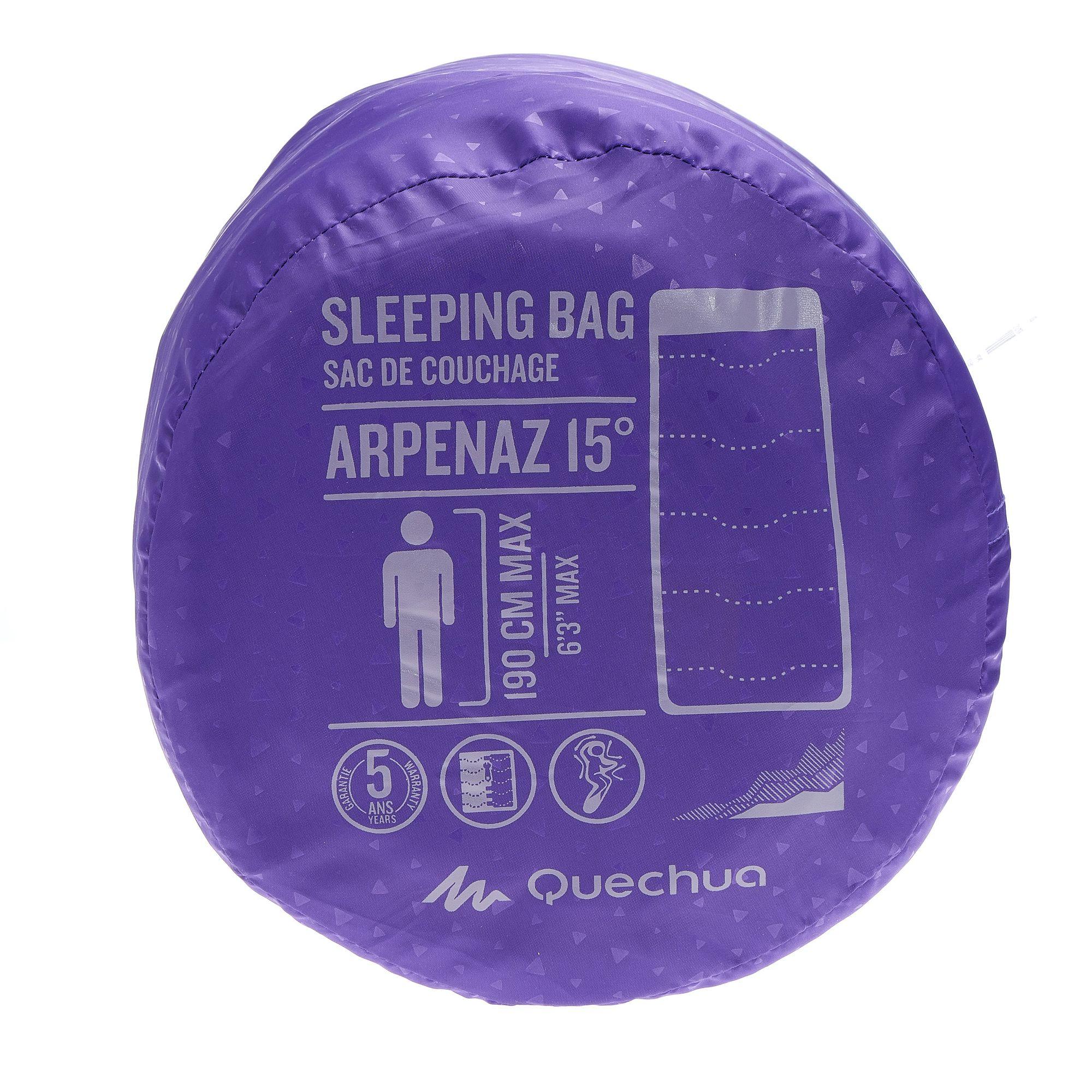 Arpenaz 15° Camping Sleeping Bag - Purple 3/9