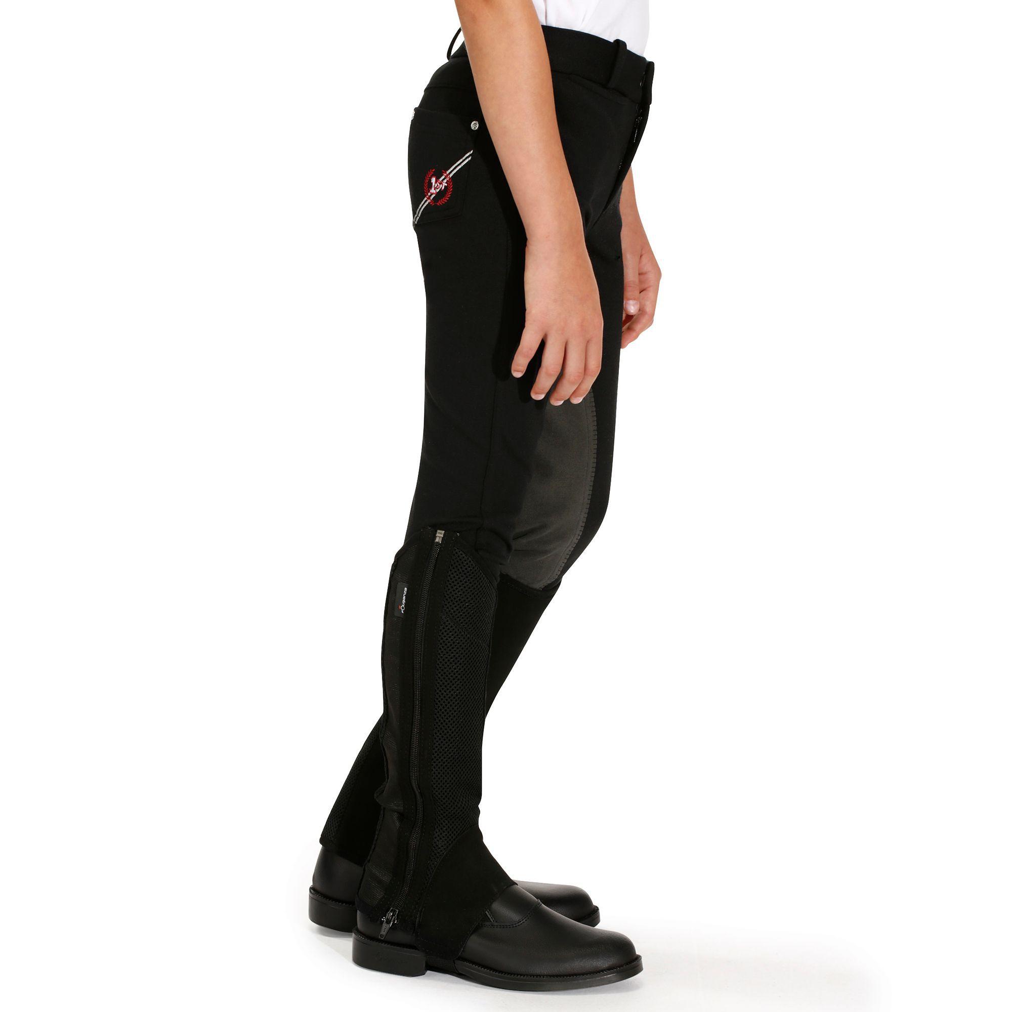 Fullseat Children's Horse Riding Jodhpurs - Black/Grey 4/18