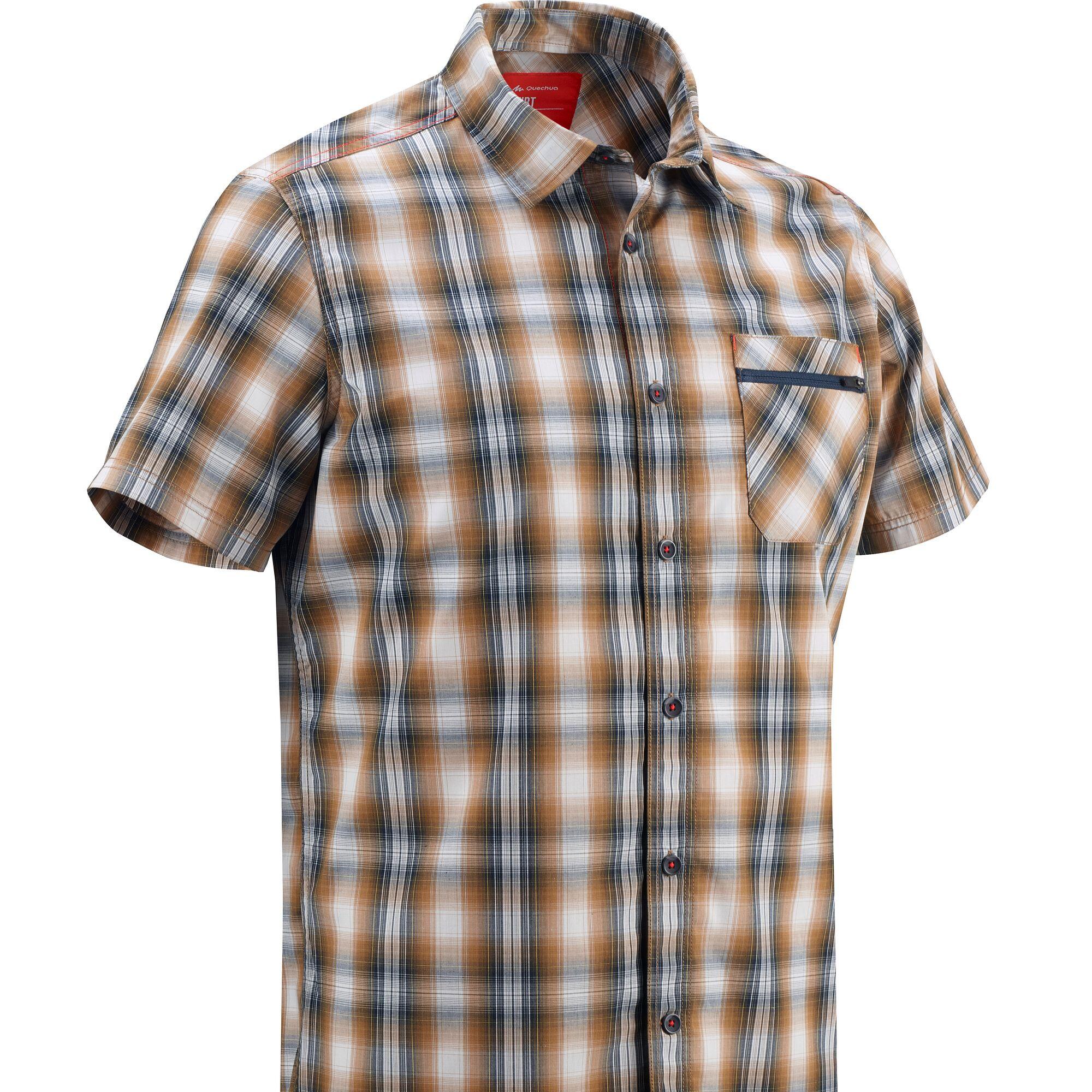 QUECHUA Arpenaz 100 Short-Sleeved Hiking Shirt - Brown