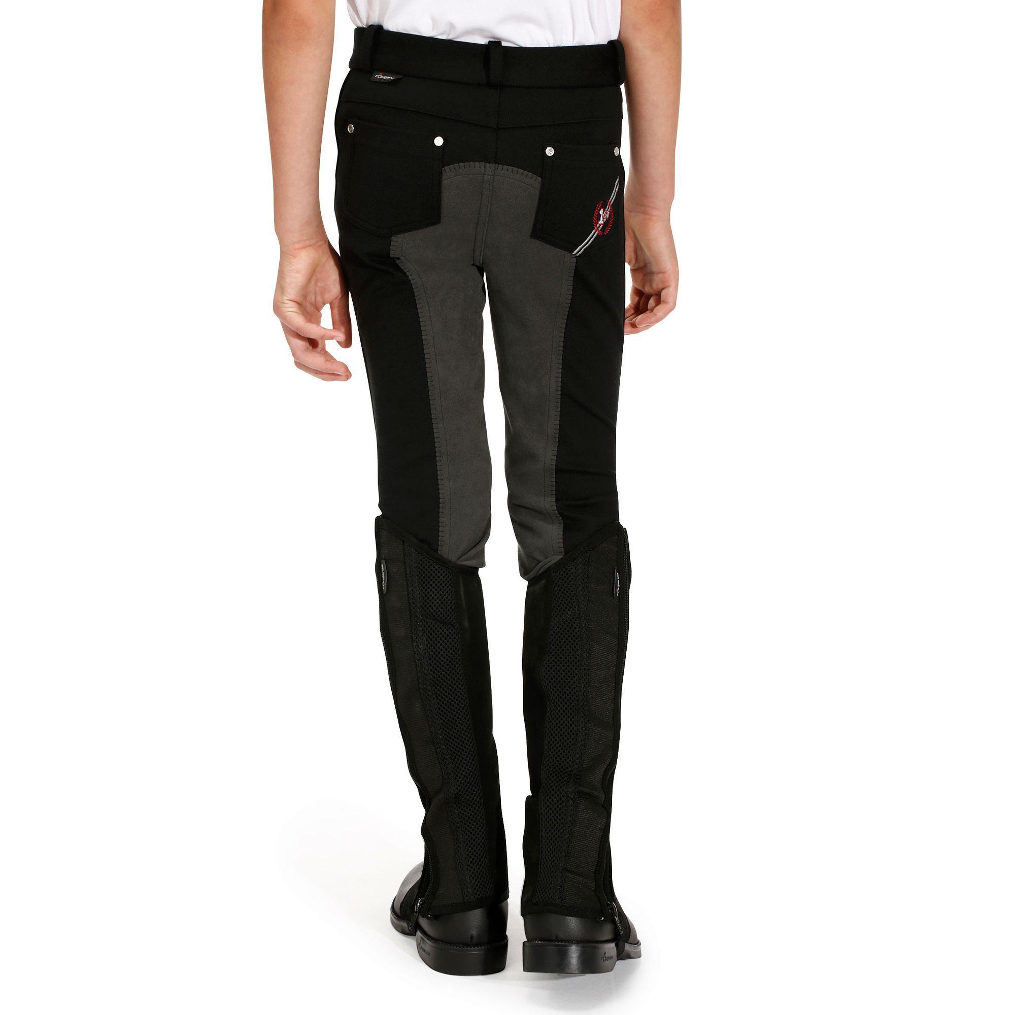 Fullseat Children's Horse Riding Jodhpurs - Black/Grey 3/18