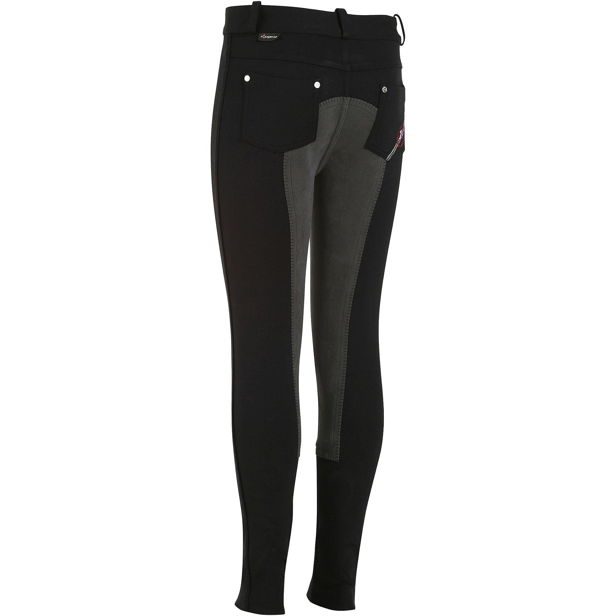 Fullseat Children's Horse Riding Jodhpurs - Black/Grey 2/18