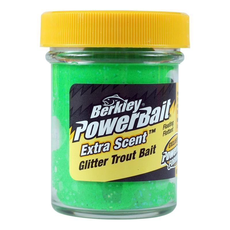 BERKLEY TROUT FISHING PASTE IN PONDS WITH GREEN GLITTERY BAIT 50G