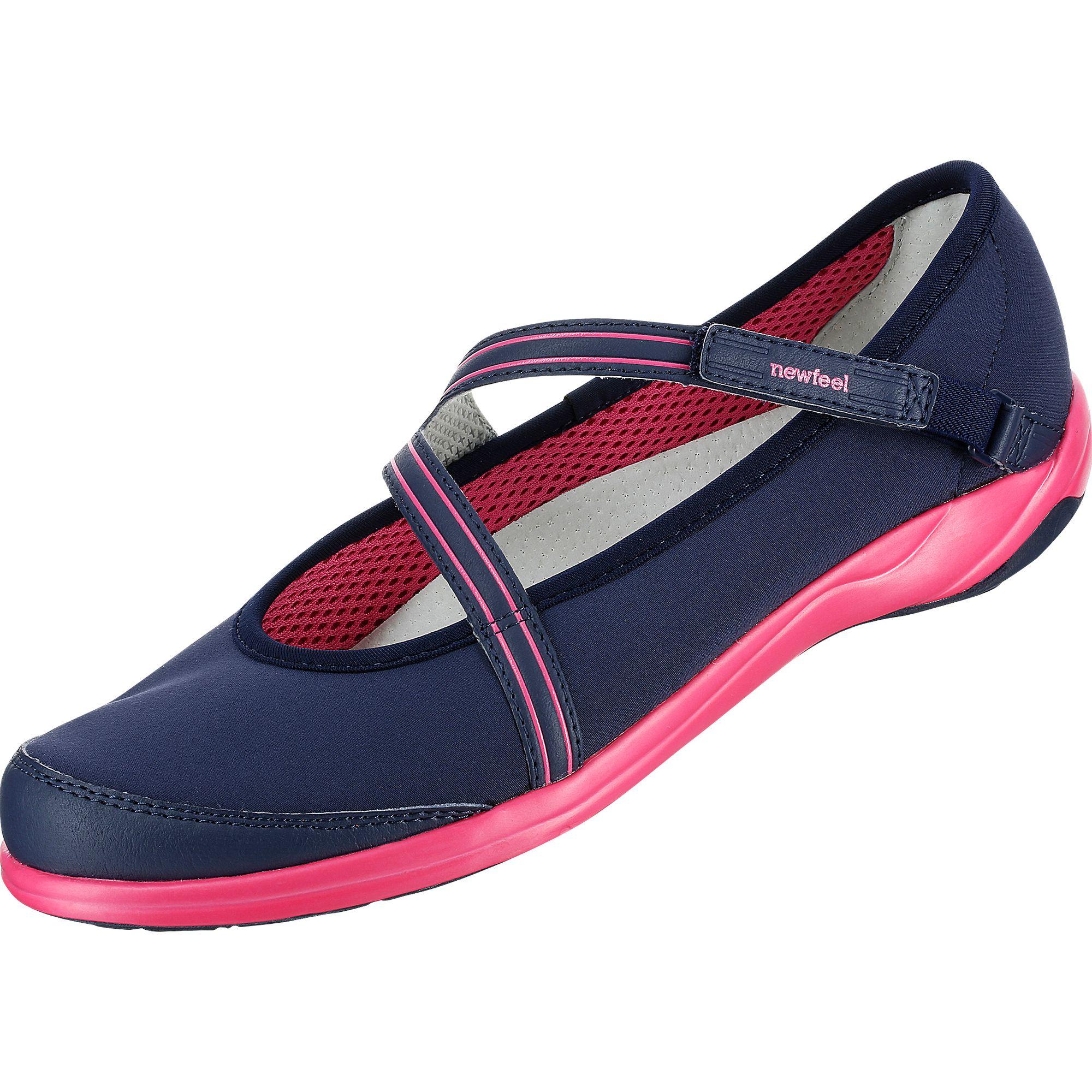Baoma women's everyday walking ballerina pumps - navy blue/pink 14/19