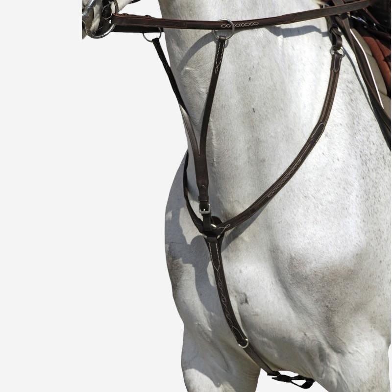 Pechopetral + gamarra equitación Fouganza ROMEO caballo y poni negro