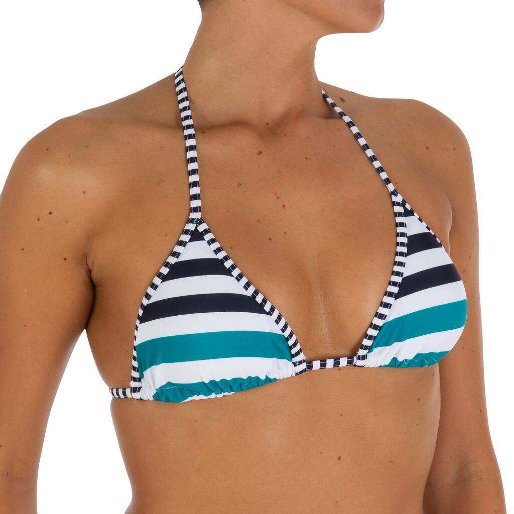 Mae Mahe Women'S Wide Stripe Sliding Triangle Bikini Swimsuit Top