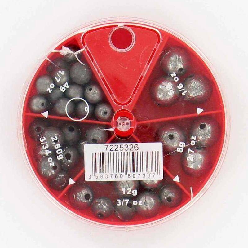 DRILLED ROUND fishing 5 compartments weight box