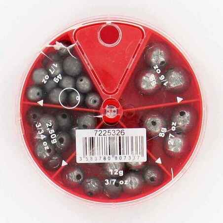 Fishing 5 Compartments Weight Box Drilled Round