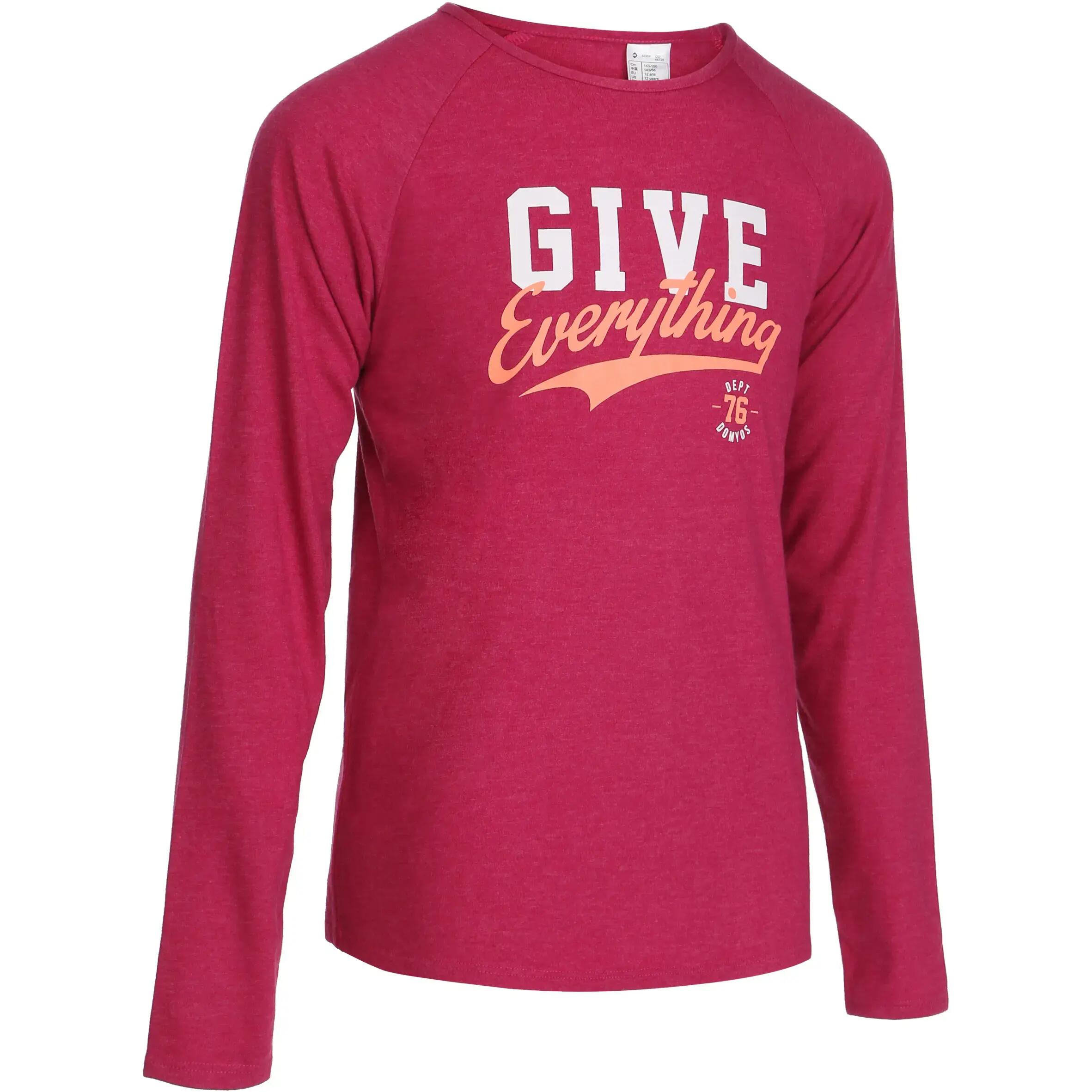 Girls' Gym Long-sleeved T-shirt - Pink 1/10