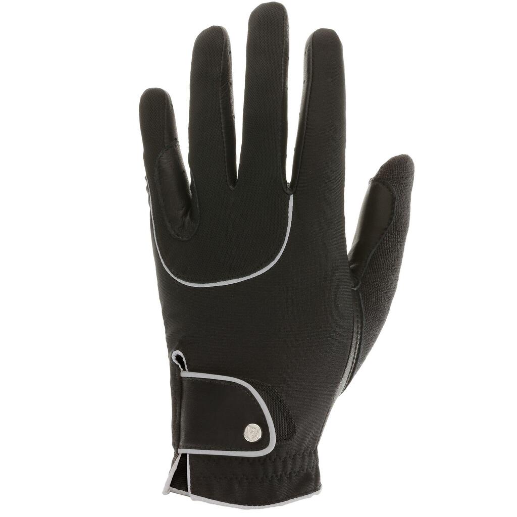 Pro'leather adult horse riding gloves - black