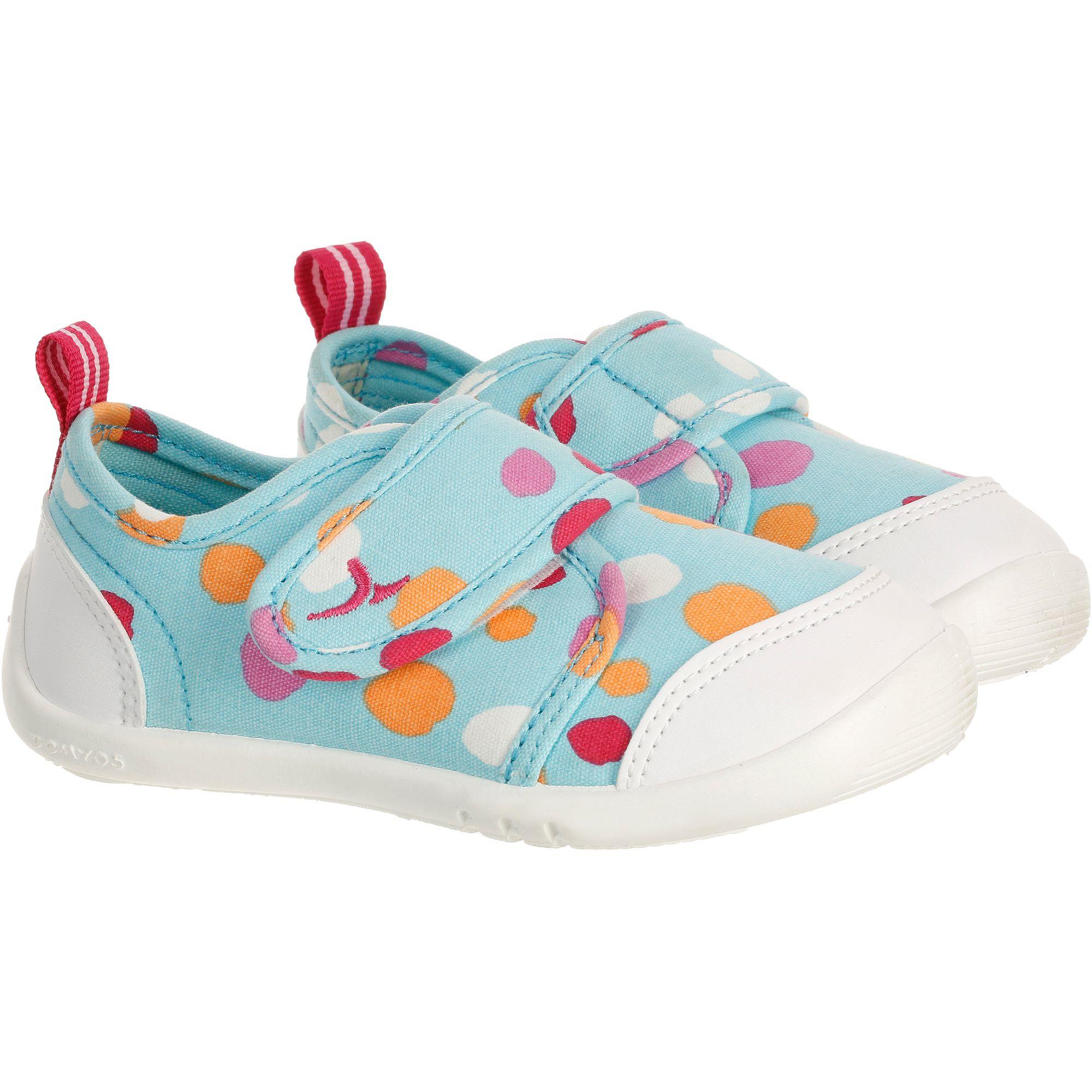Baby Gym Canvas Shoes - Turquoise Polka Dot 8/23