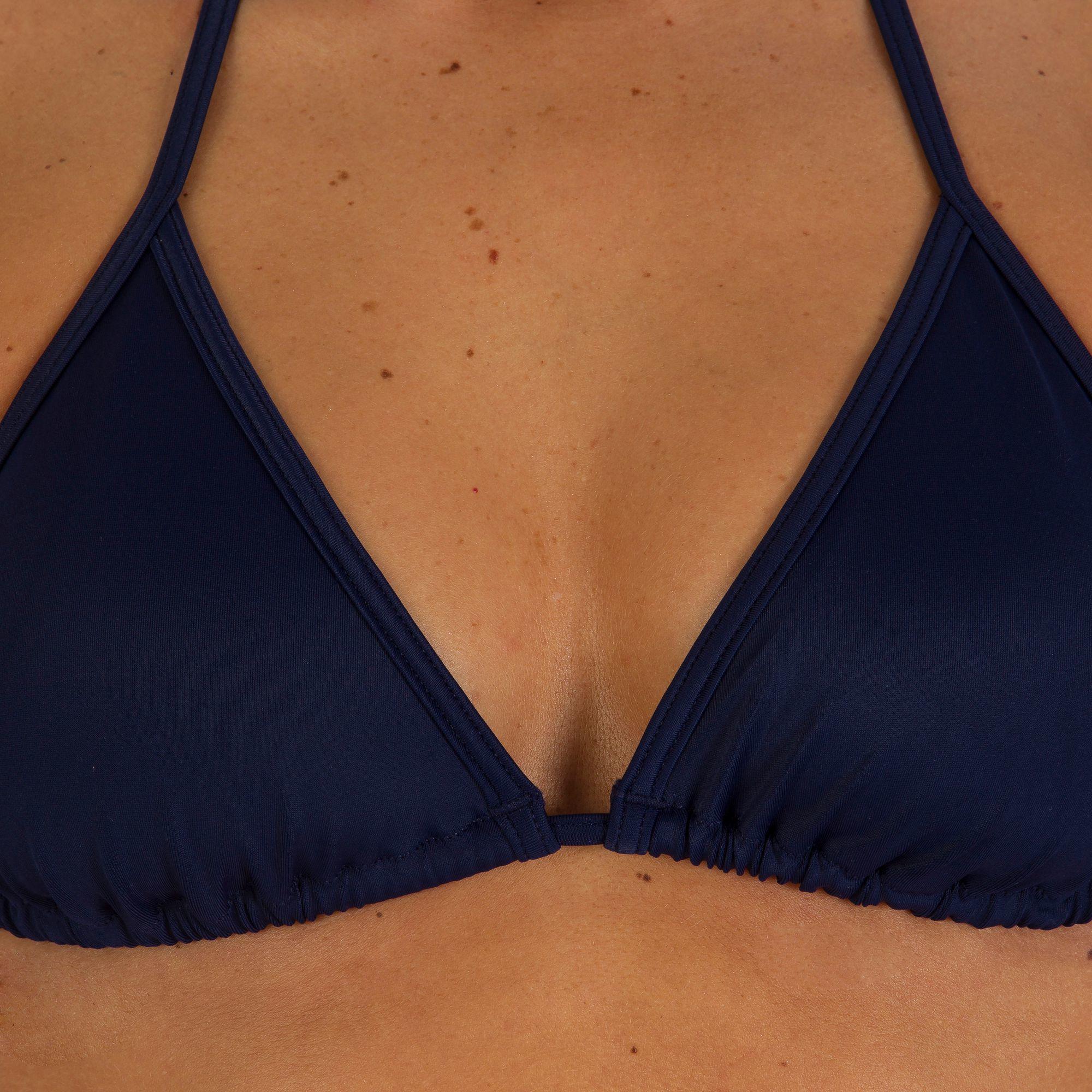 Mae Basic Women's Sliding Triangle Bikini Swimsuit Top - Dark Blue 6/10