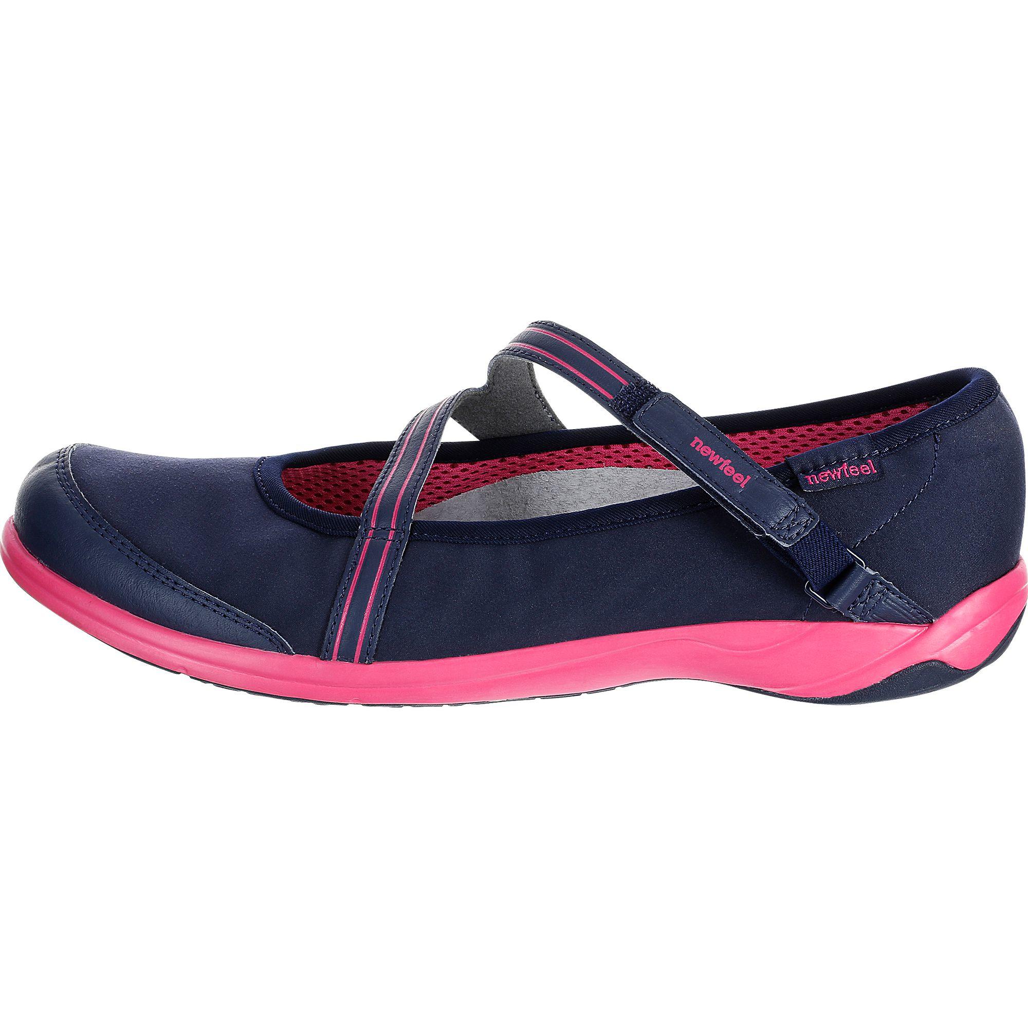 Baoma women's everyday walking ballerina pumps - navy blue/pink 13/19