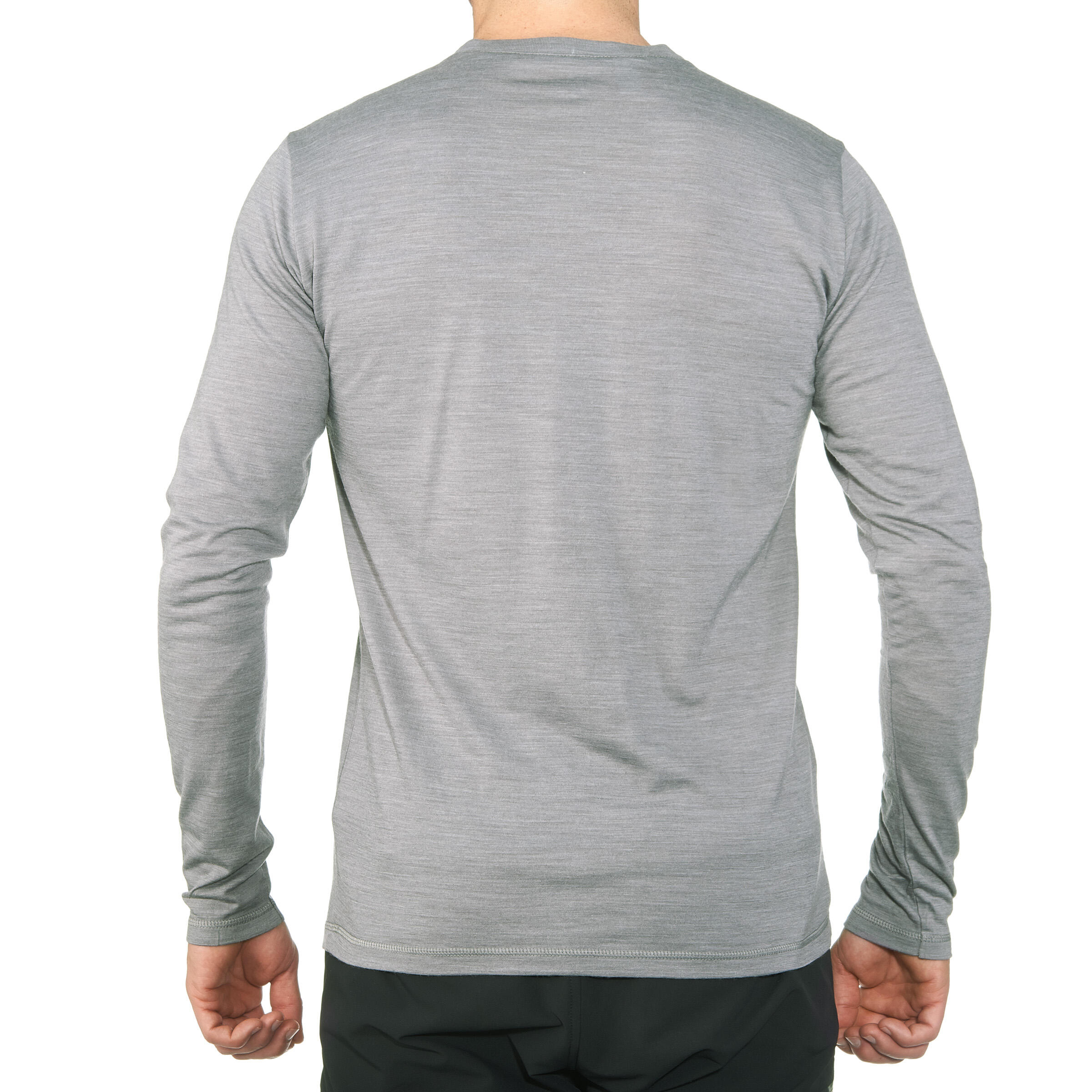 FORCLAZ Men’s long-sleeved Techwool hiking t-shirt 155 - Light Grey