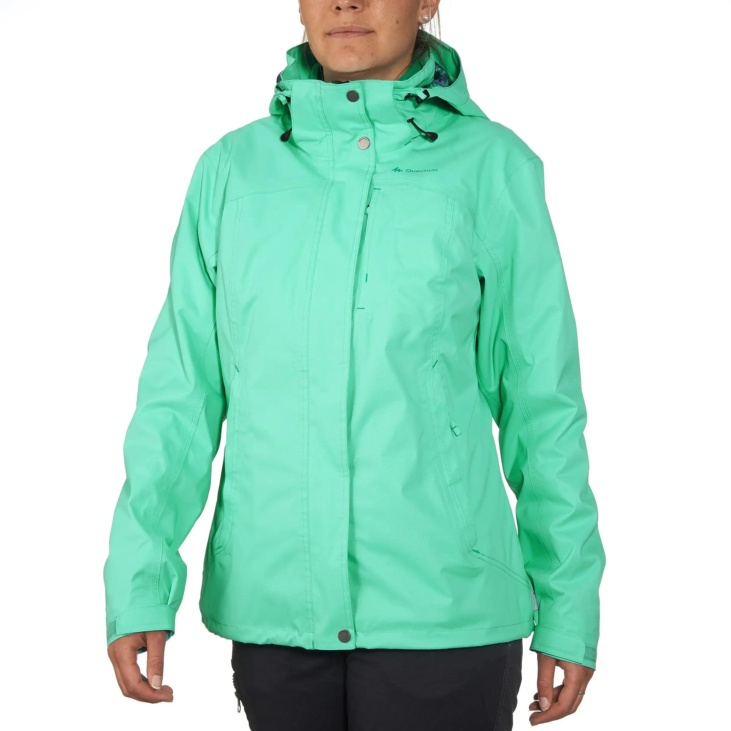 Arpenaz 300 Rain 3-in-1 Women's Hiking Jacket - Electric Green 4/22