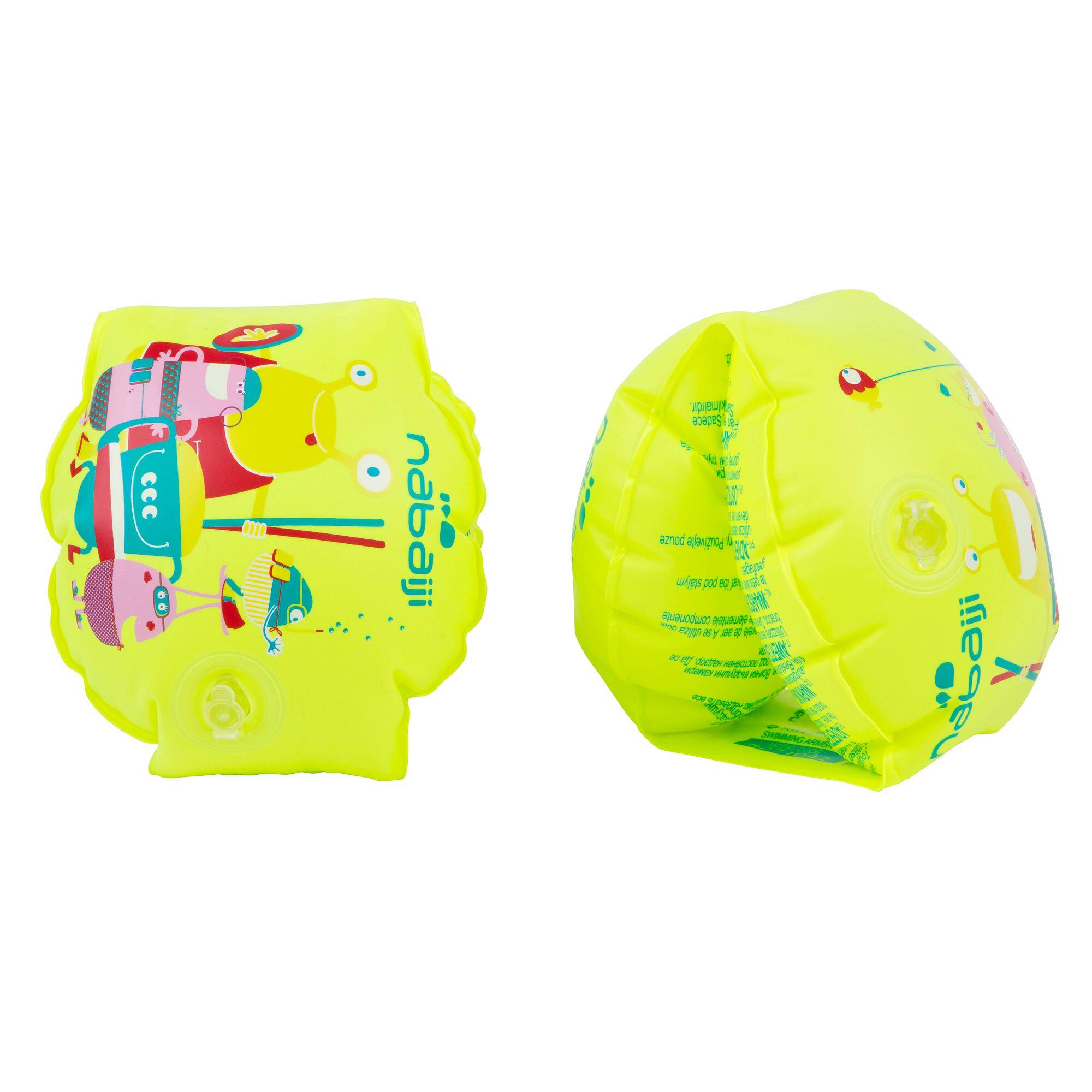 NABAIJI Armbands with "monster" print and two inflation chambers - Yellow 11-30 kg