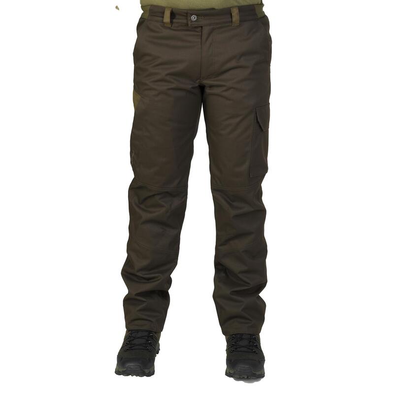 PANTALÓN CAZA SOlognac 500 Hombre IMPERMEABLE CÁLIDO MARRÓN