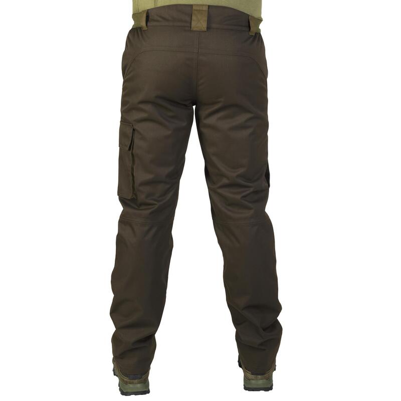 PANTALÓN CAZA SOlognac 500 Hombre IMPERMEABLE CÁLIDO MARRÓN