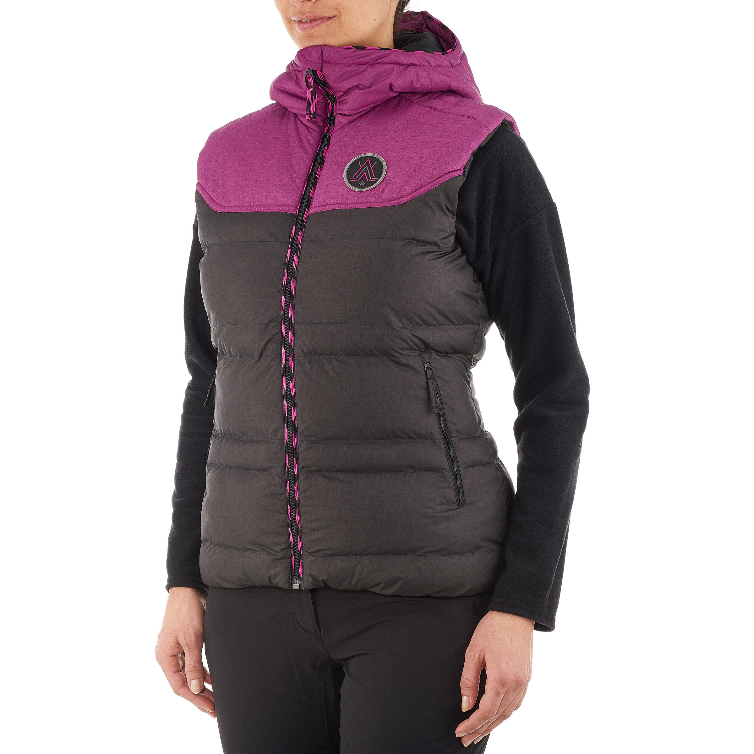 Arpenaz 600 Women's Hiking Gilet (Sleeveless Padded Jacket) - Black/Pink 9/13