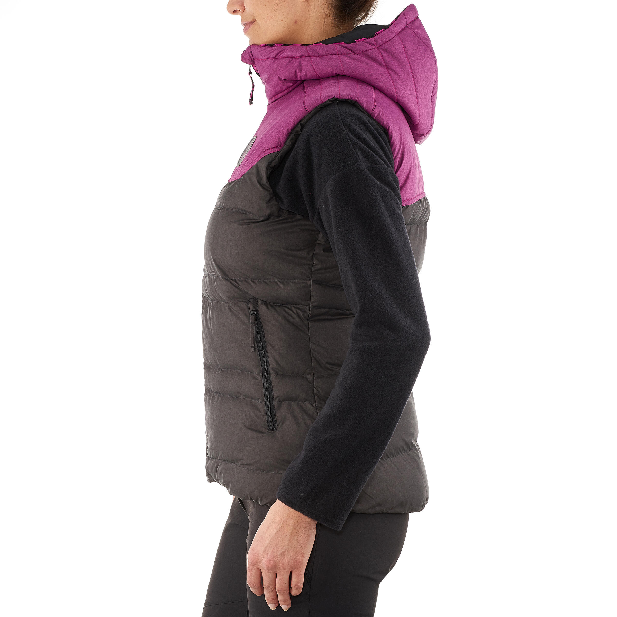 Arpenaz 600 Women's Hiking Gilet (Sleeveless Padded Jacket) - Black/Pink 11/13