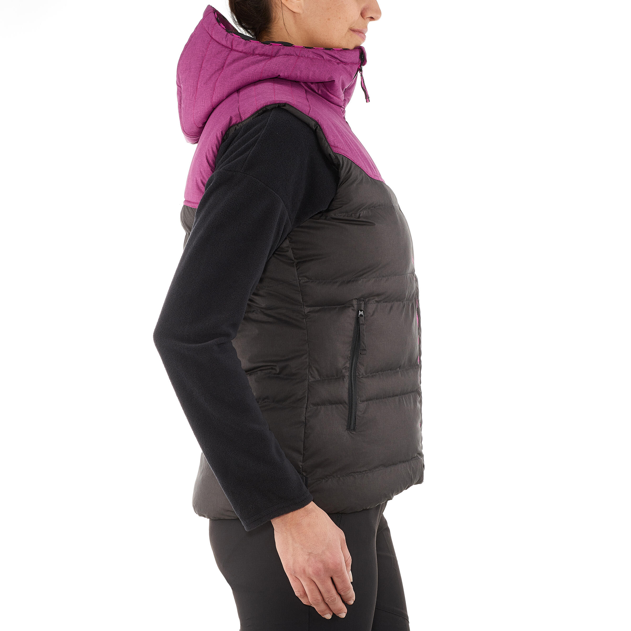 Arpenaz 600 Women's Hiking Gilet (Sleeveless Padded Jacket) - Black/Pink 12/13