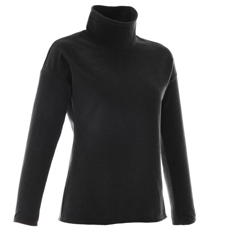 Women Sweater Round Neck Fleece for Hiking MH20 Black
