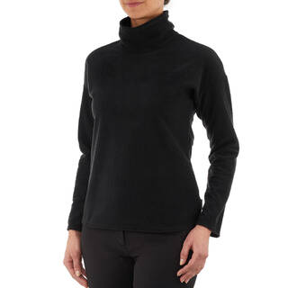 Women Hiking Warm Turtle Neck Fleece Sweater Black